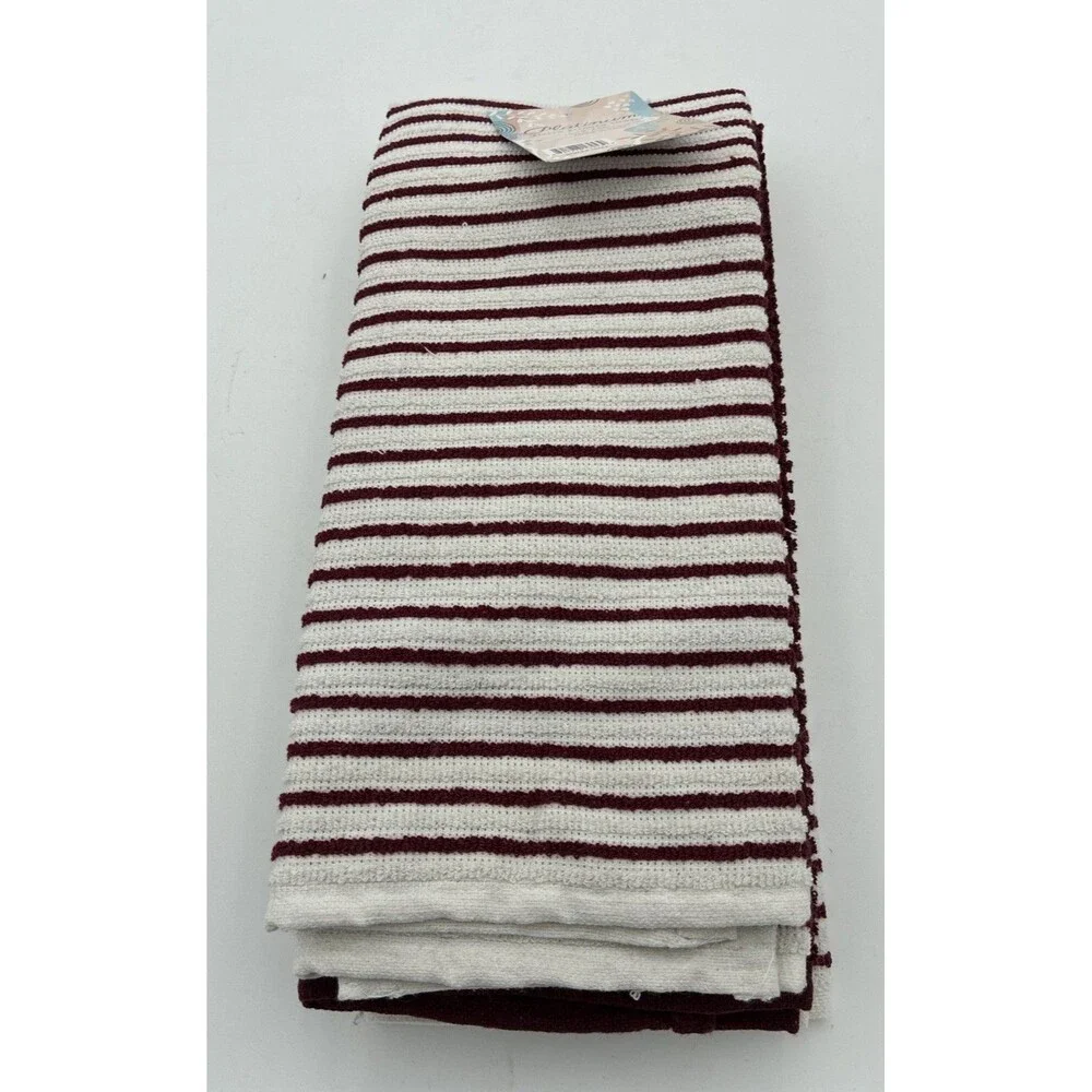 PANTRY KITCHEN TOWELS 3 pack cranberry and white 16 X 26 100% COTTON